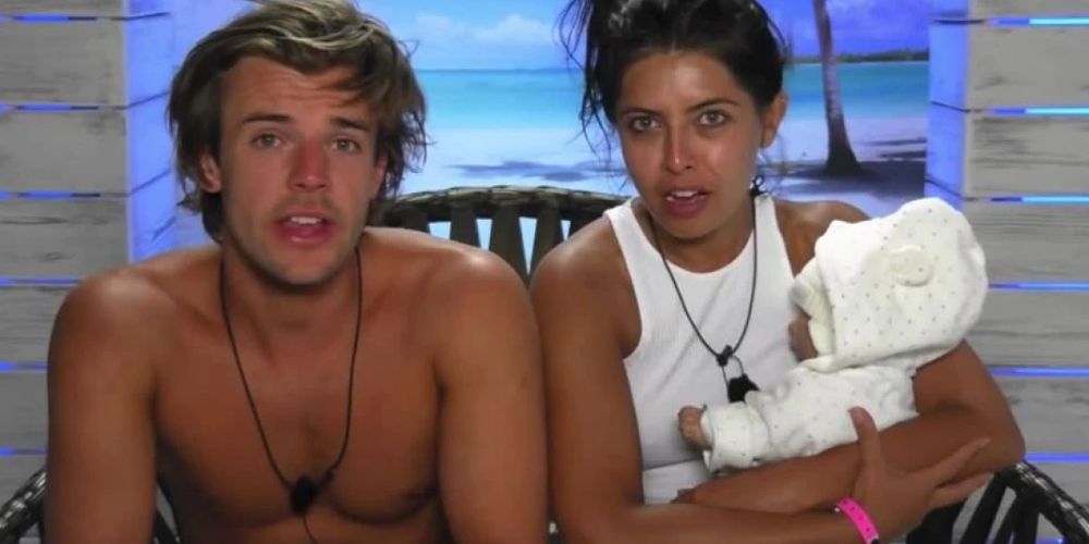 Cara and Nathan sit together with Ruby on Love Island