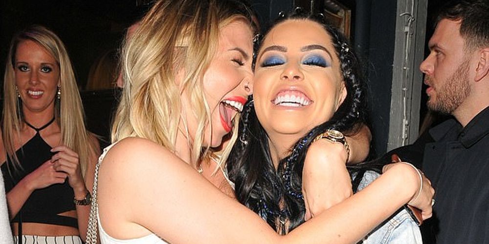 Love Island's Olivia and Cara hug each other in public