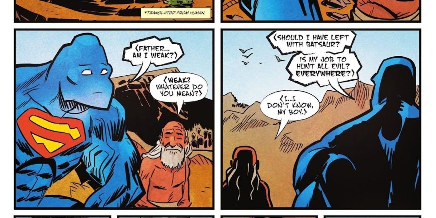 dino superman talks about humanity