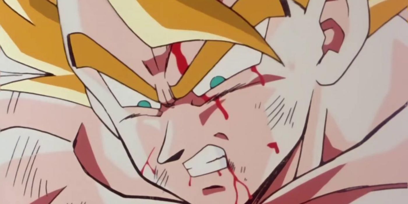Super Saiyan Goku com raiva de Freeza.
