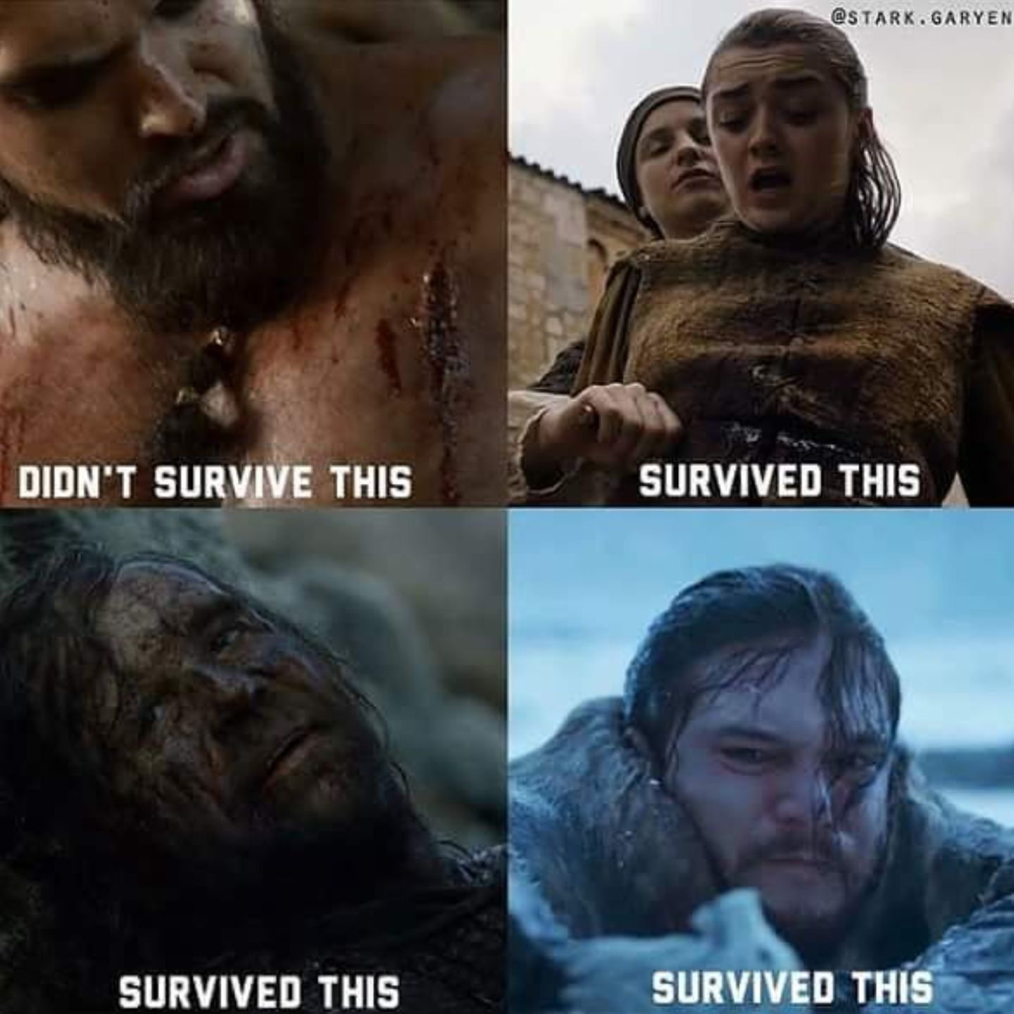 Meme about Drogo's death in Game of Thrones. 