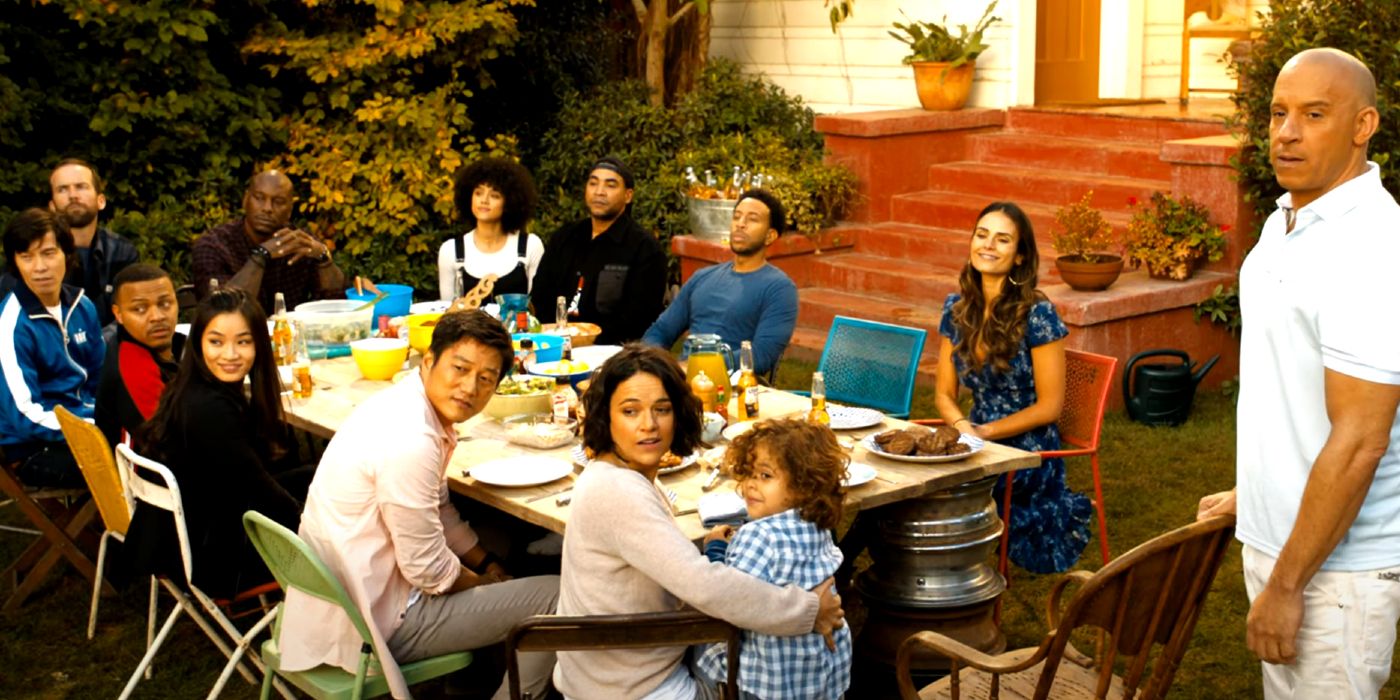 O churrasco da família Velozes e Furiosos no final do F9.