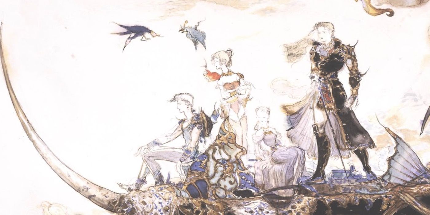 A promotional image that shows off the main cast from Final Fantasy V