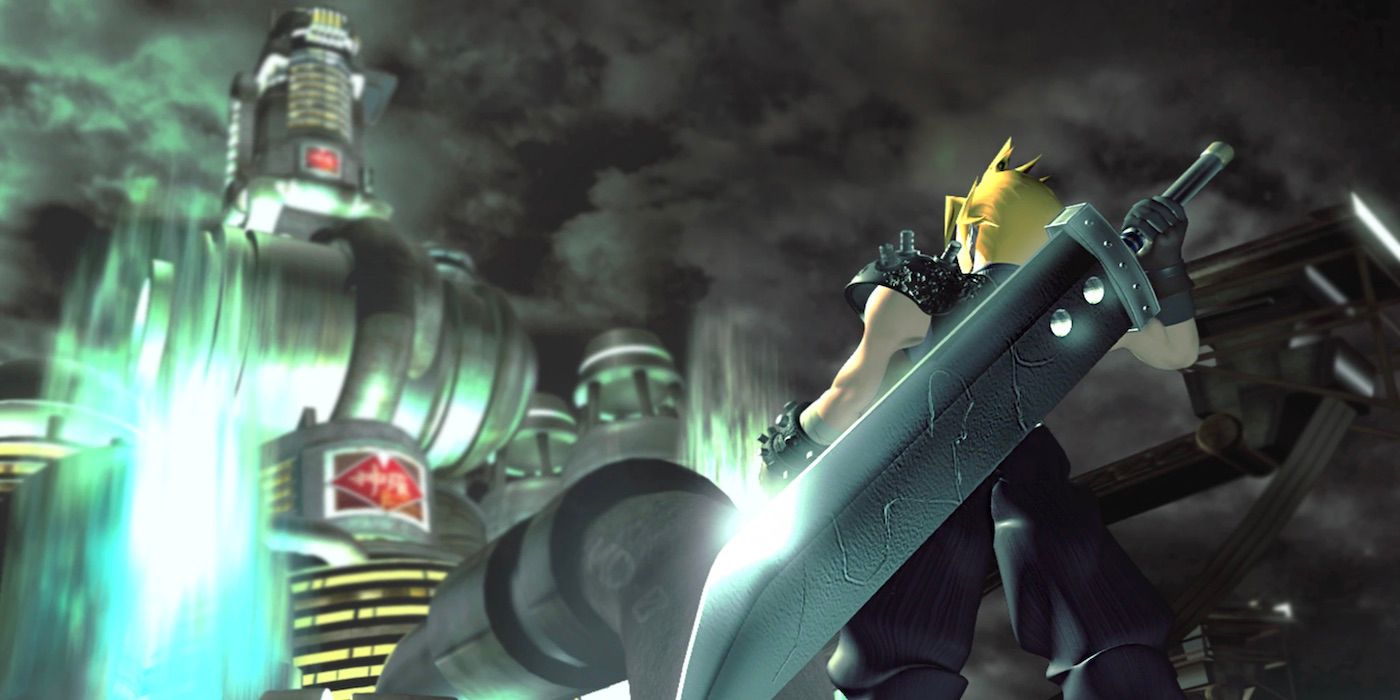 A promotional image featuring Cloud for the 1997 game Final Fantasy VII