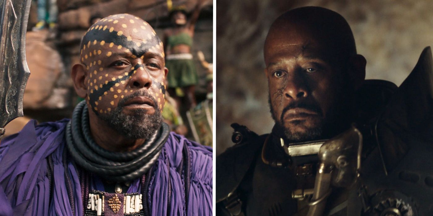 forest whitaker as zuri in black panter and saw gerrera in rogue one