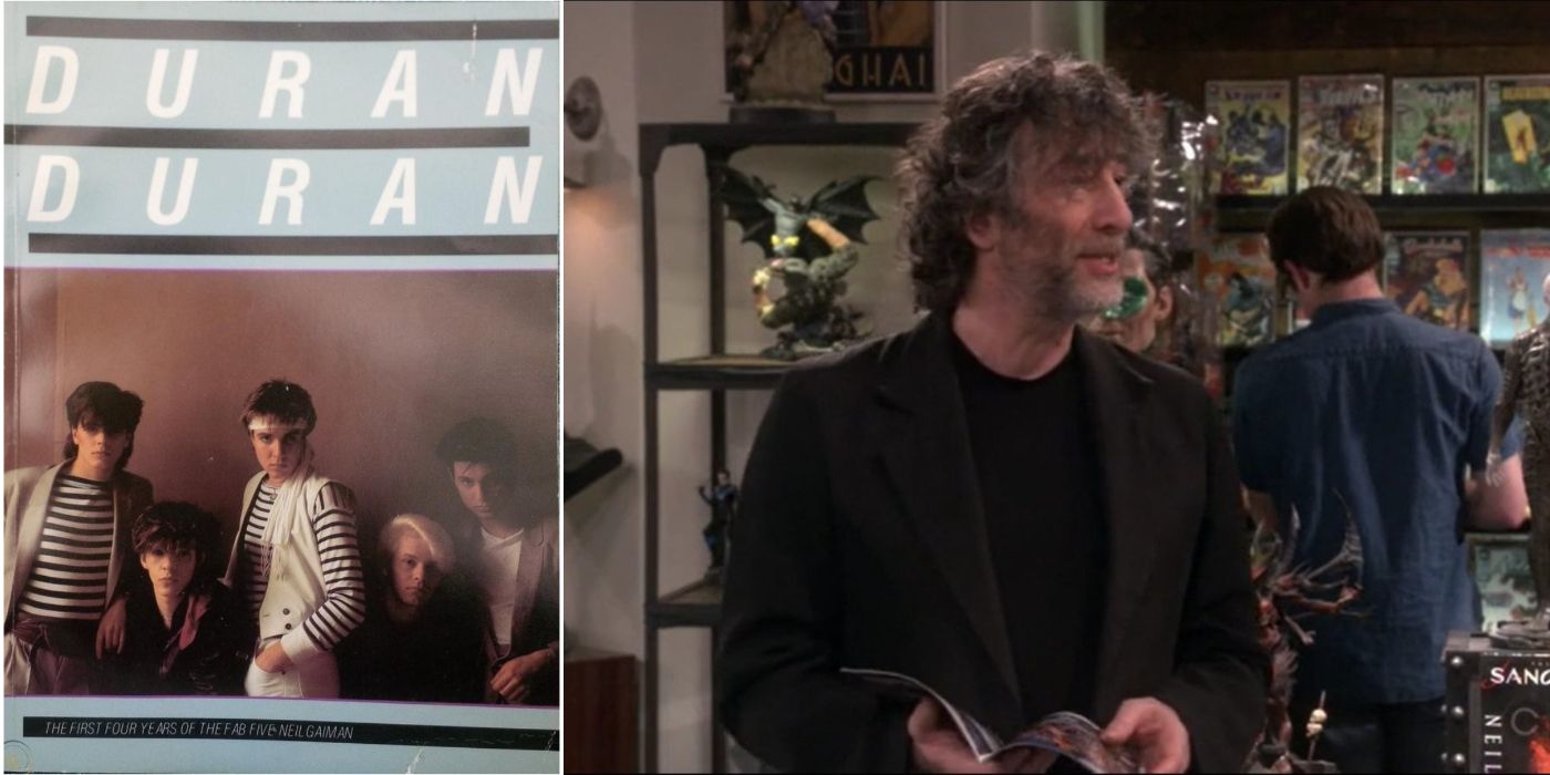Neil Gaiman Duran Duran Book and in a scene from Big Bang Theory