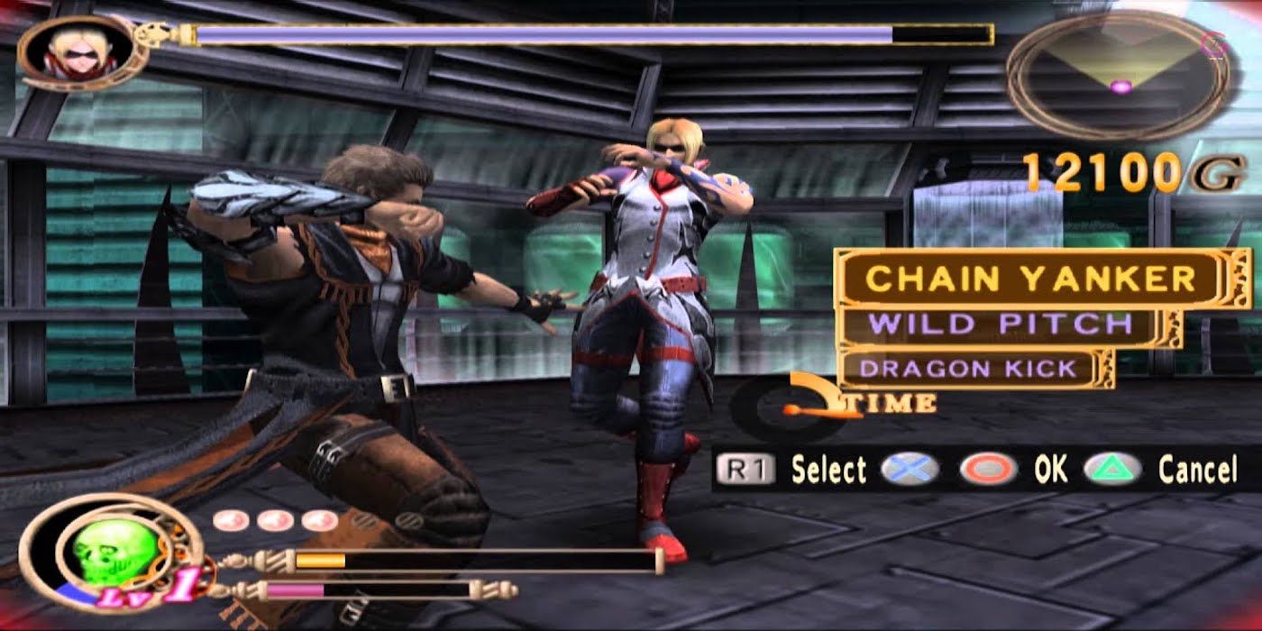 A screenshot from the game God Hand