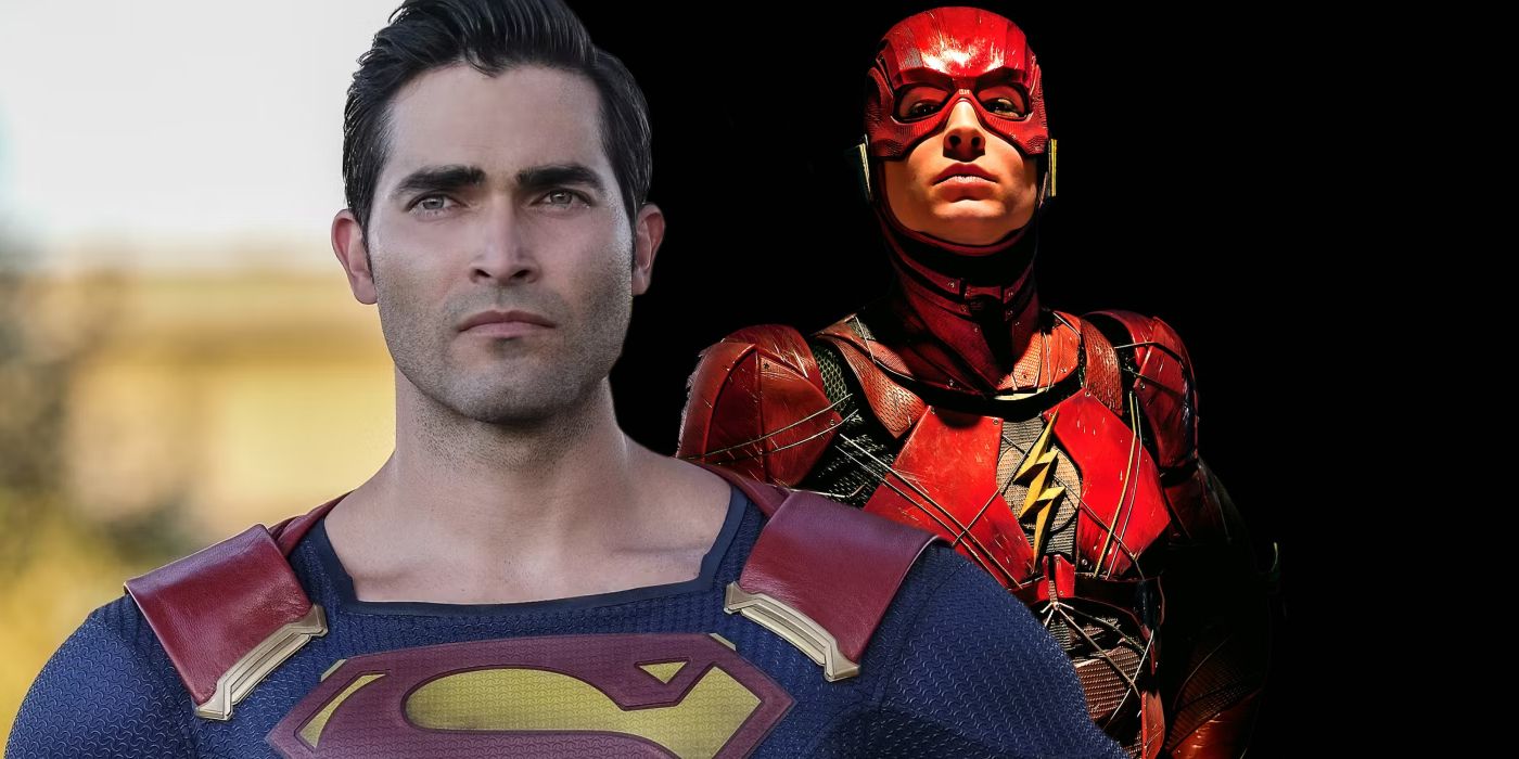 tyler hoechlin as superman and ezra miller as the flash
