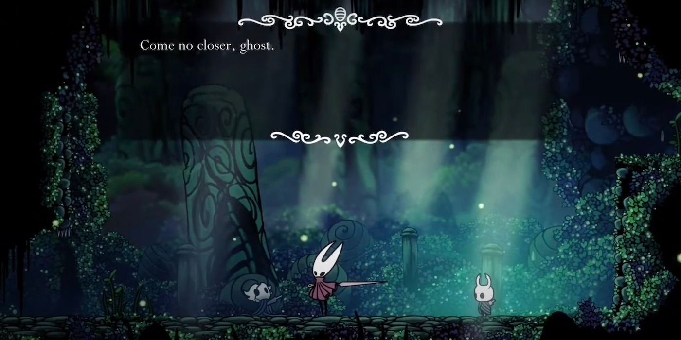 The Knight meets Hornet in the game Hollow Knight