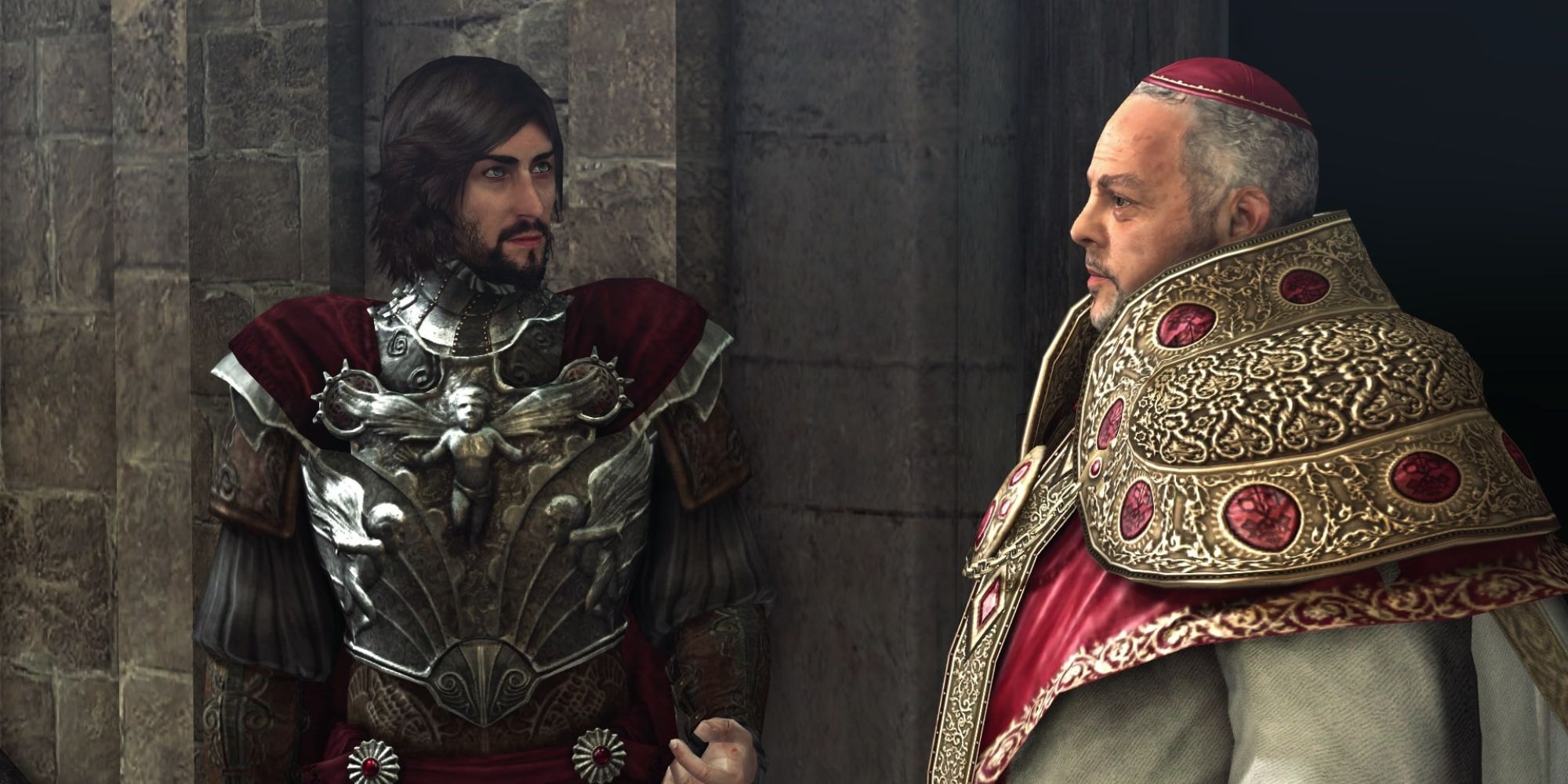 image of the villains Rodrigo and Cesare Borgia in the game Assassins Creed Brotherhood