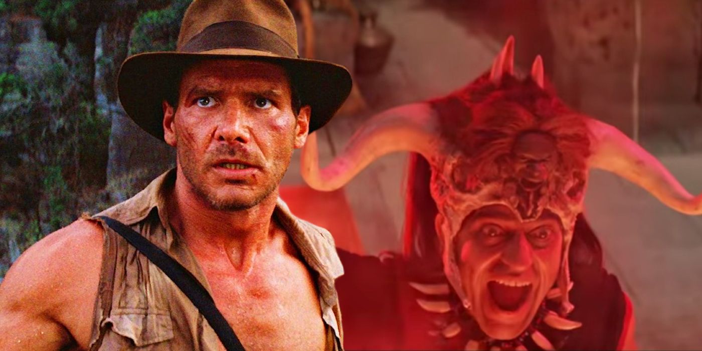 Harrison Ford as Indiana Jones in Temple of Doom and Mola Ram
