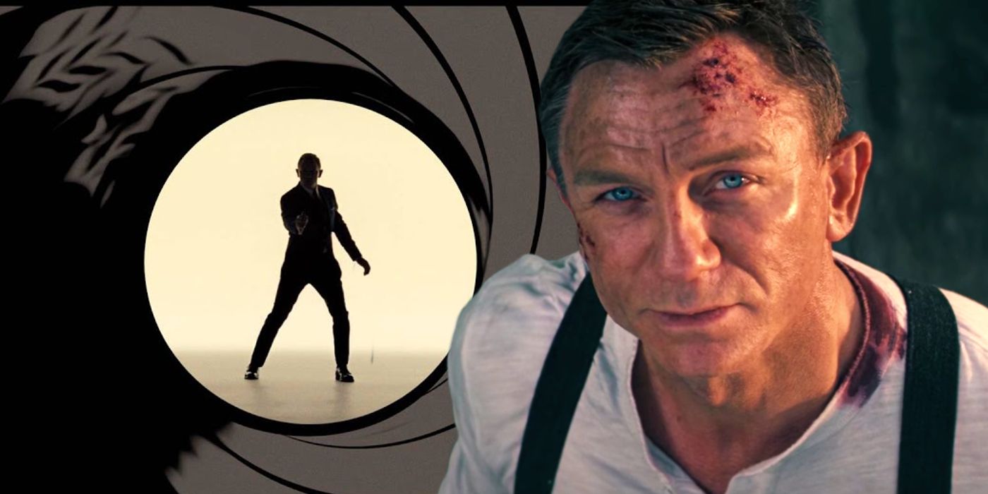 james bond gun barrel opening 007 sequence and daniel craig as james bond in no time to die