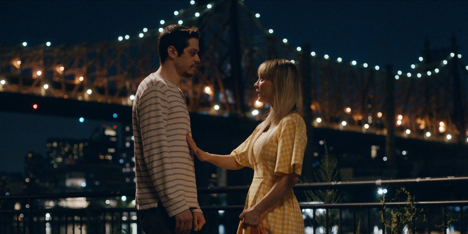 Gary (Pete Davidson) and Sheila (Kaley Cuoco) on the river in Meet Cute