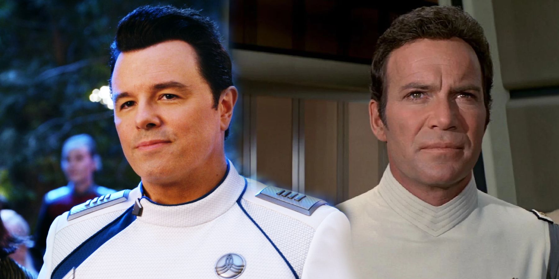 Seth MacFarlane in The Orville and William Shatner in Star Trek: The Motion Picture