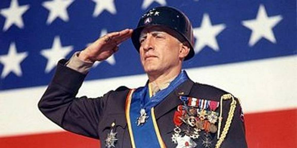 General Patton as he is saluting. 