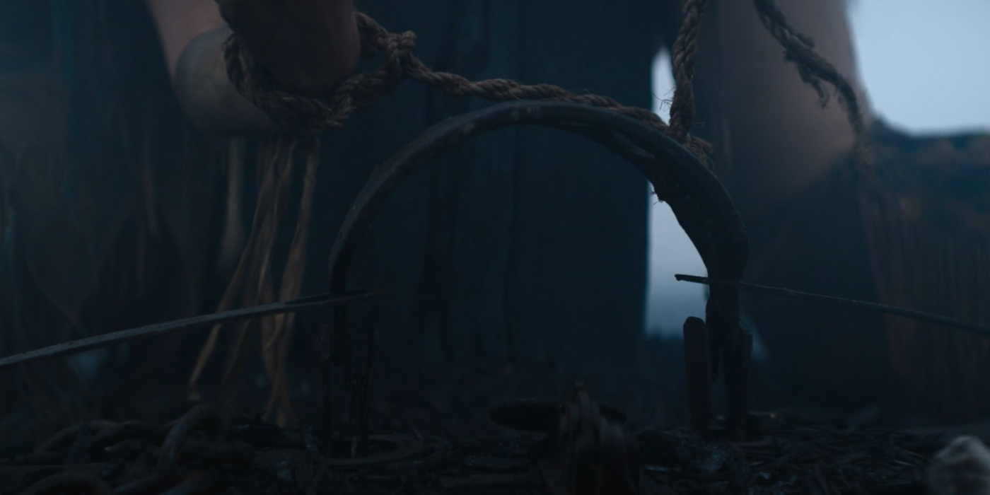 A rope being cut by a bear trap in Prey