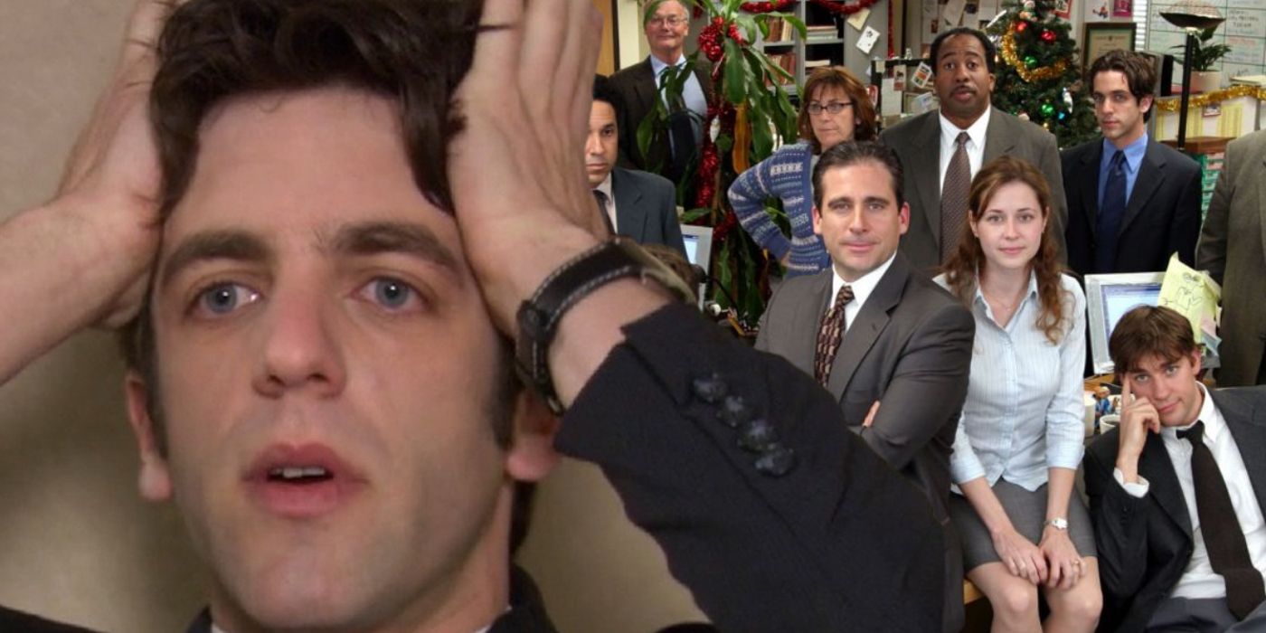 BJ Novak as Ryan in The Office and the cast of The Office