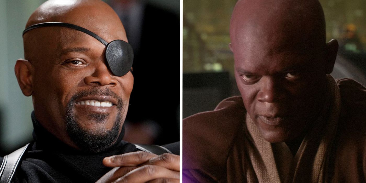 samuel l jackson as nick fury in iron man 2 and as mace windu in revenge of the sith