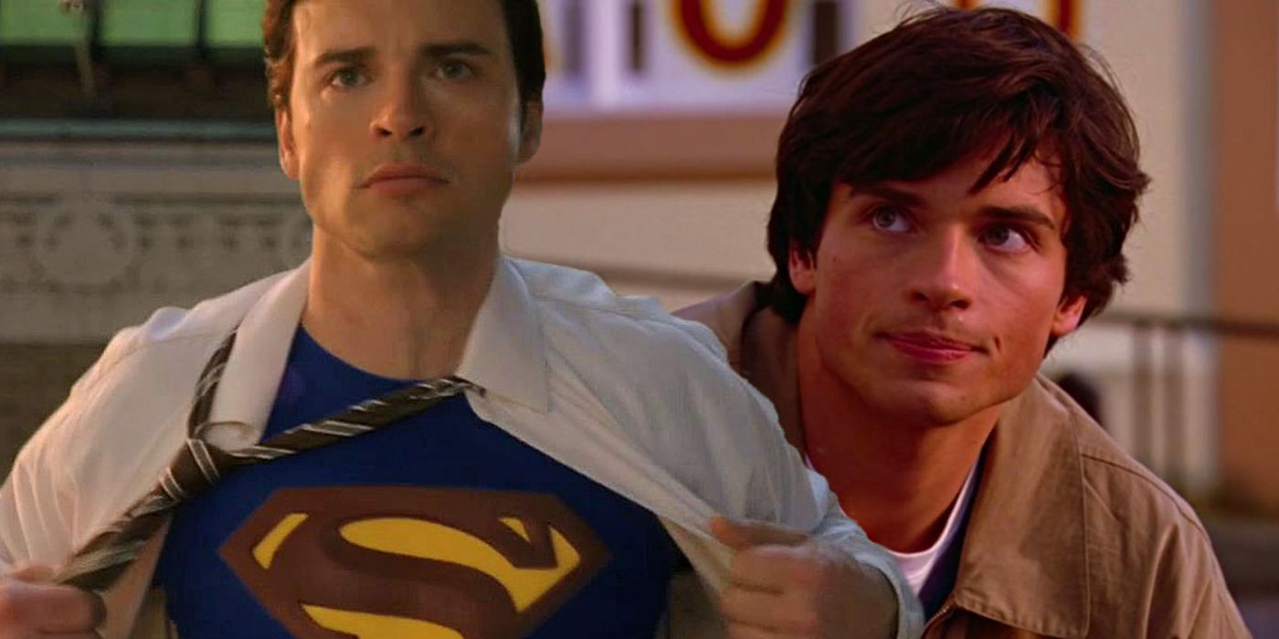 Custom image of Tom Welling's Clark Kent opening his shirt to reveal the Superman costume and Clark in regular clothes.
