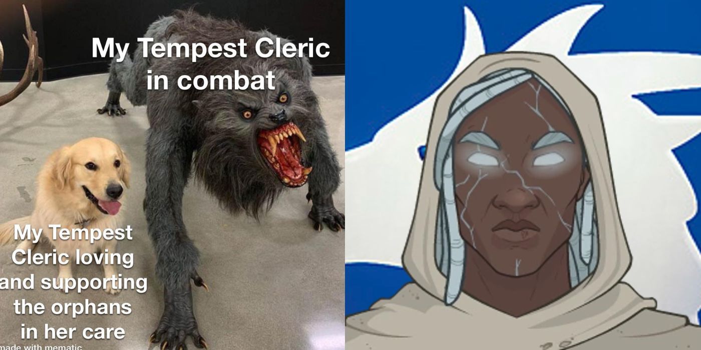 split image of cleric from dnd and meme
