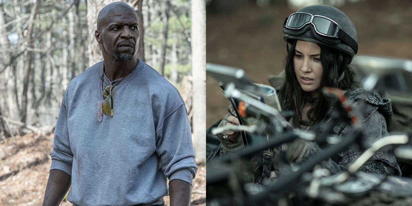 Split image of Joe and Evie from Tales of the Walking Dead.