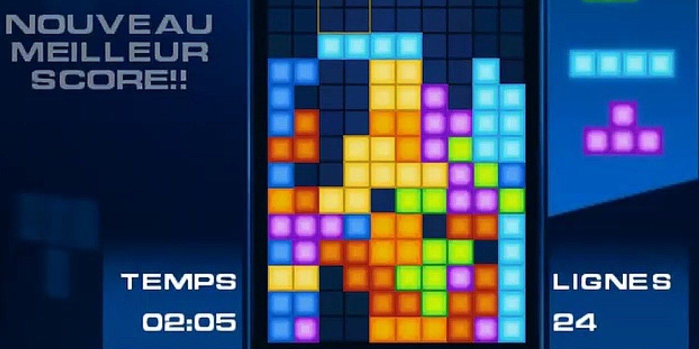 Screenshot of the Tetris game on the PSP