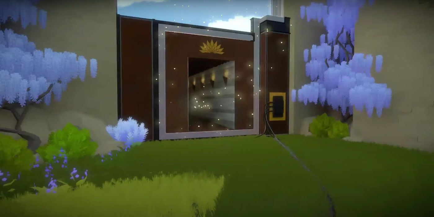 A screenshot of the opened doorway to the secret area and ending in the game The Witness