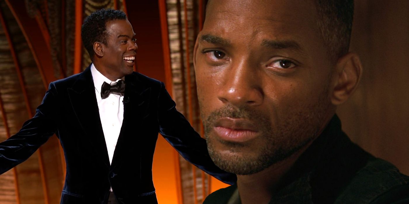 Chris Rock at the Oscars 2022 and Will Smith in I Am Legend