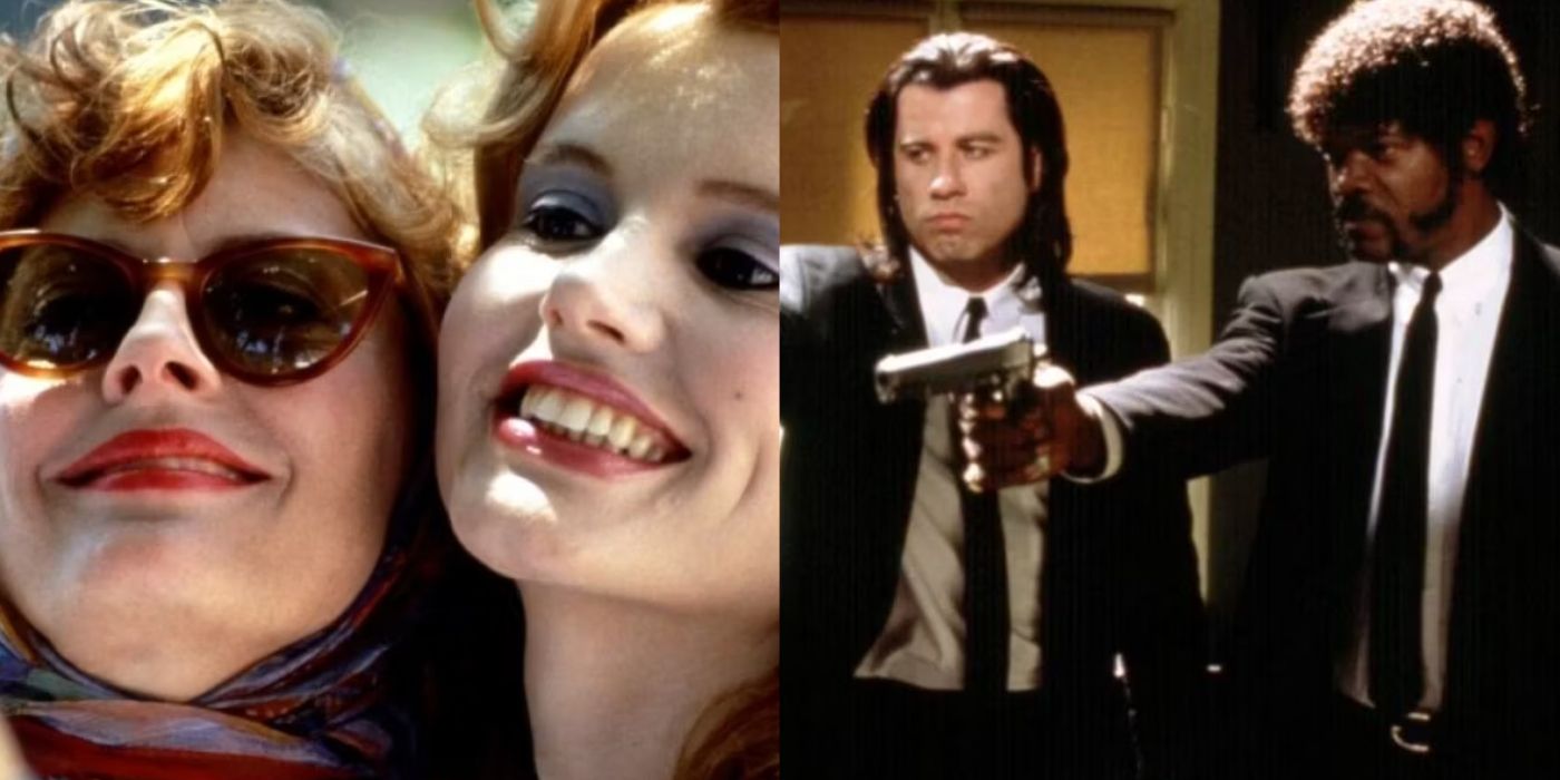 Split image of Thelma and Louise and Pulp Fiction