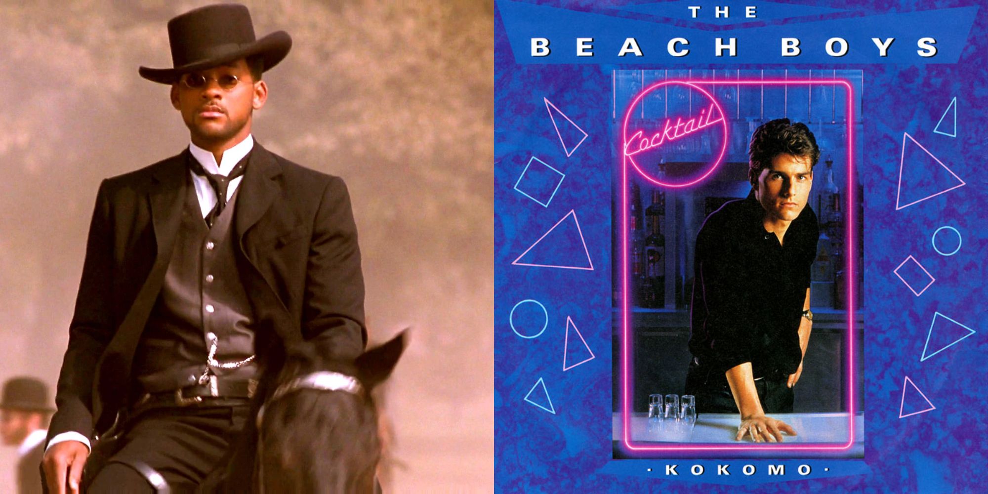 Will Smith in Wild Wild West and the cover art for Kokomo by The Beach Boys