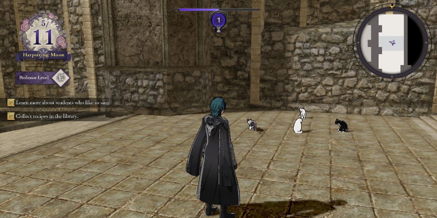 A character explores the monastery in Fire Emblem: Three Houses 