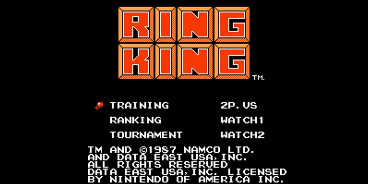 A tela de título do jogo NES Ring King