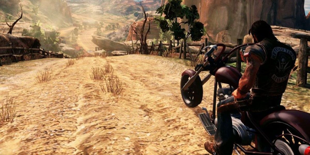 A biker about to drive on a road in Ride To Hell Retribution