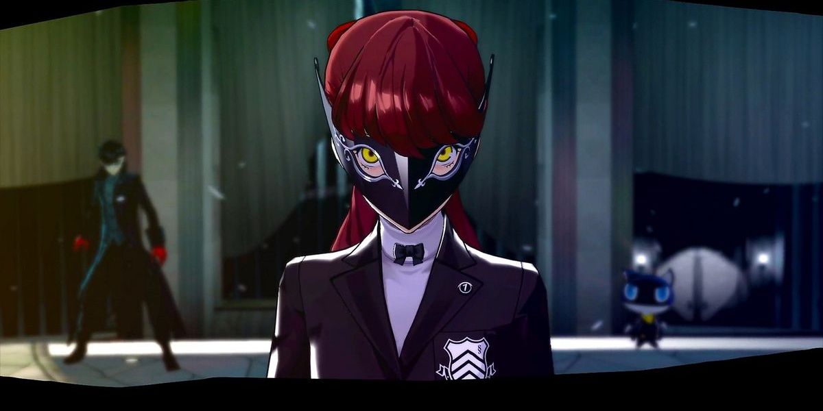 Uma garota usando uma máscara em Persona 5 Royal 