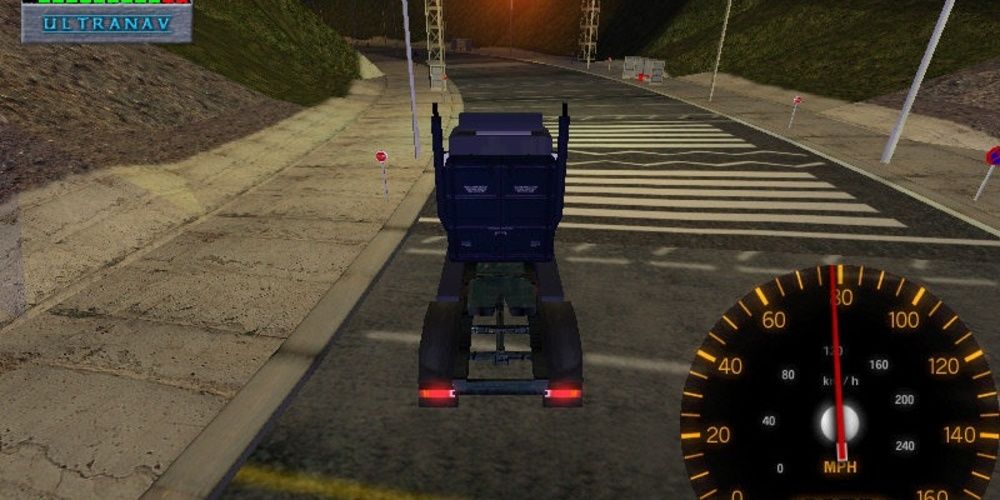 A rig driving on the road in Big Rigs Over The Road Racing