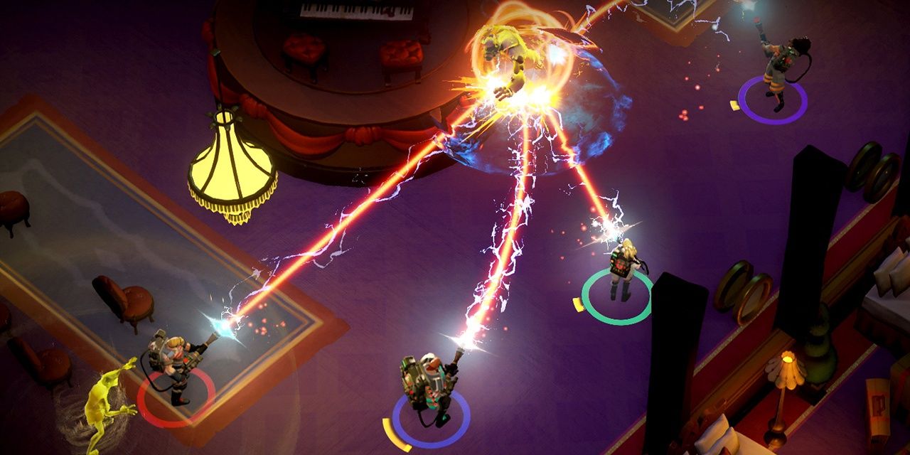 A screenshot of gameplay from the tie in video game to Ghostbusters 2016