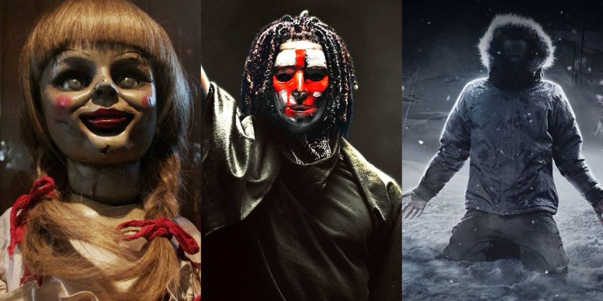 A split image of Annabell The First purge and The Thing