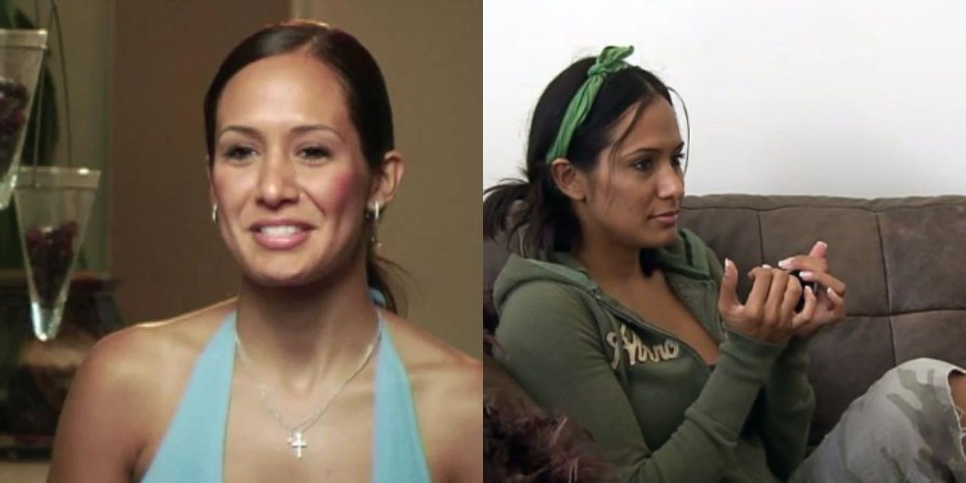A split image of Jo from season 1 of RHOC