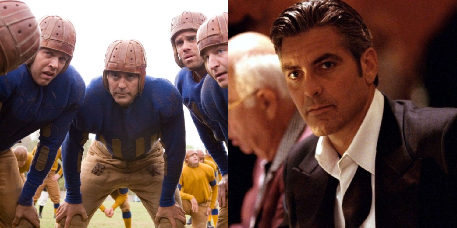A split image of the cast in Leatherheads and Out of Sight