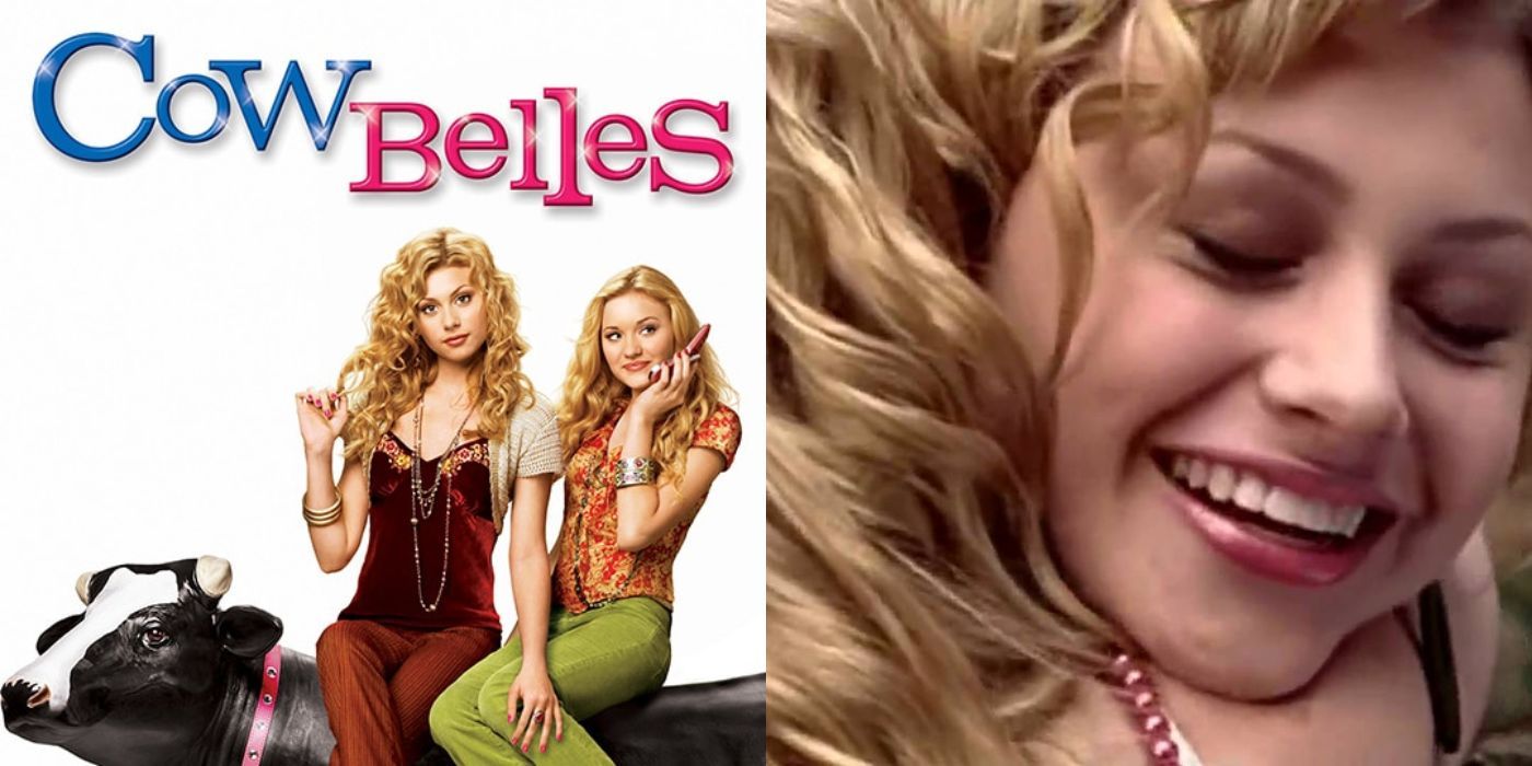 A split image of two characters hugging in Disney Channel&rsquo;s Cow Belles next to a promo image