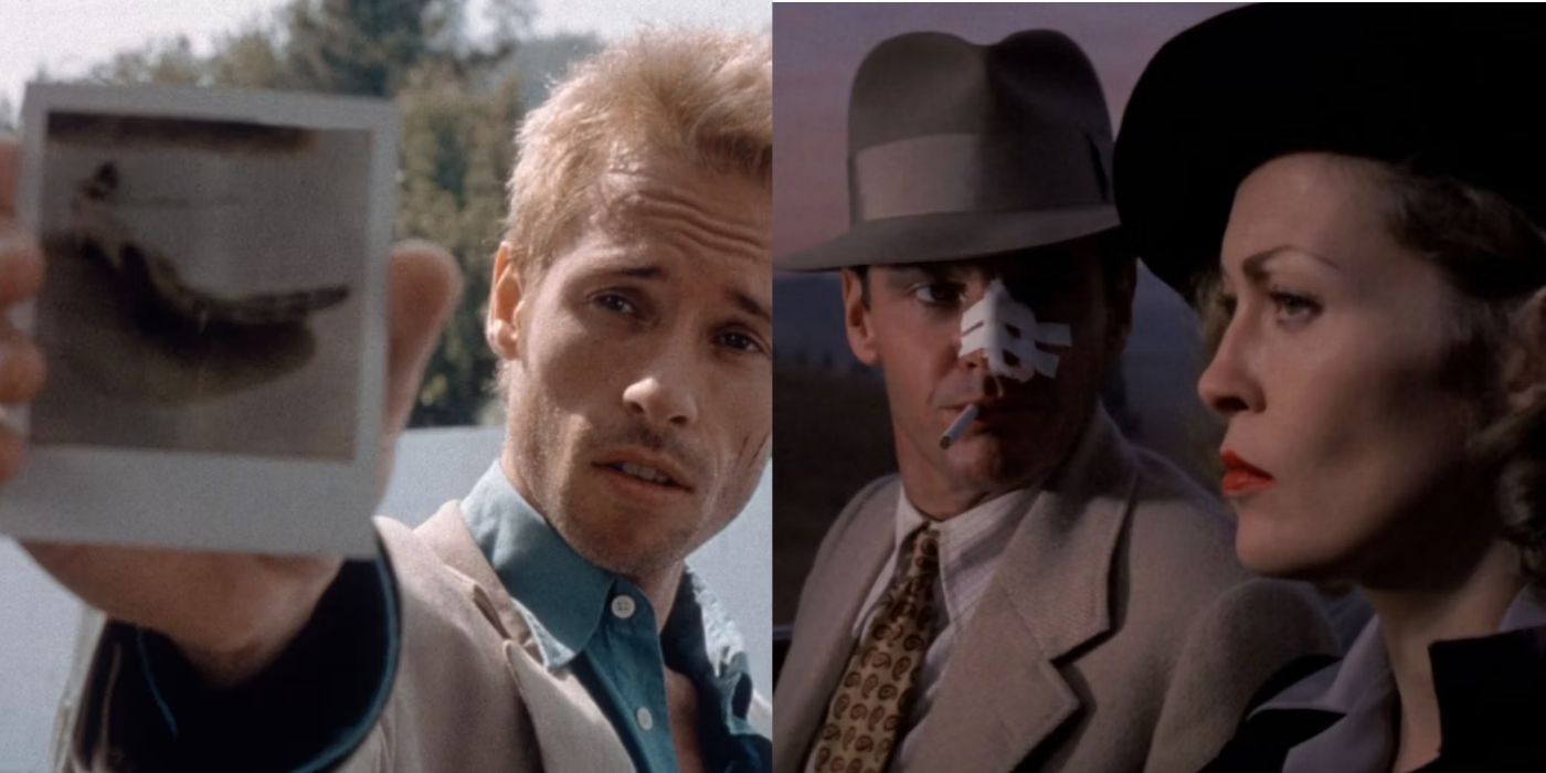 A split screen of Memento and Chinatown