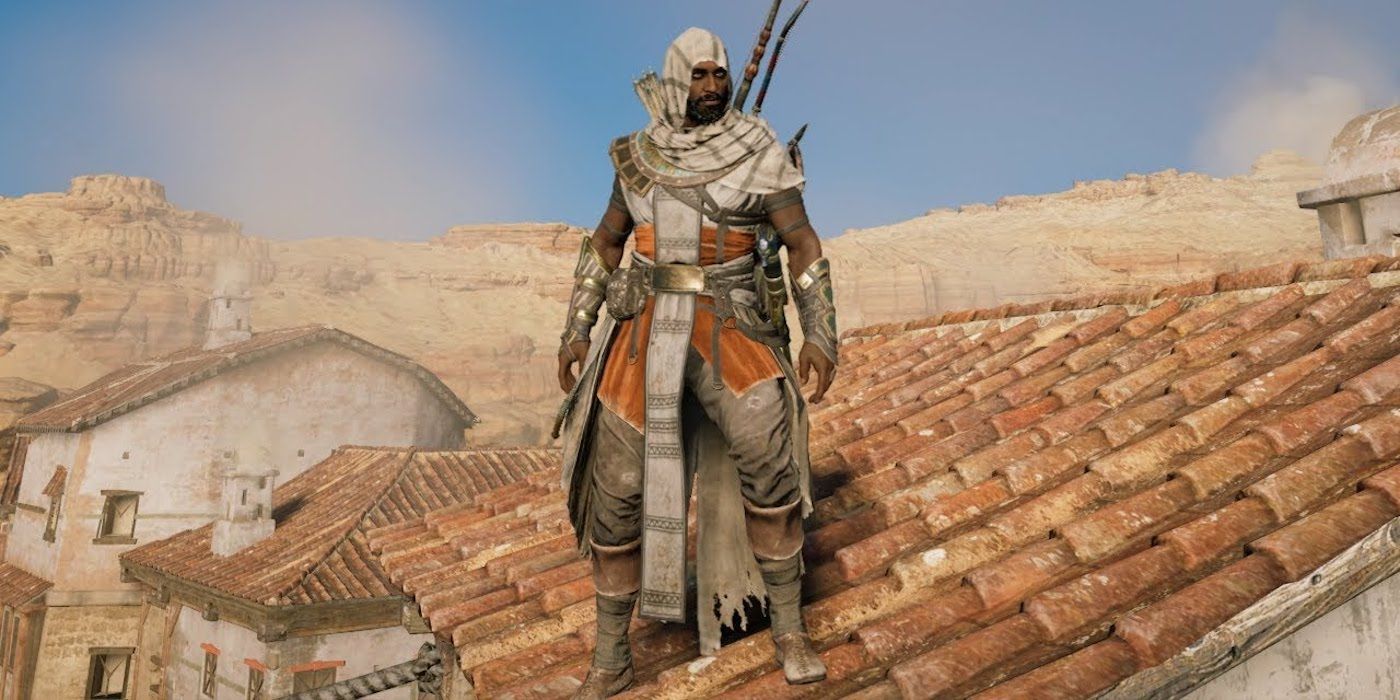 Bayek vestindo o Hedj egípcio em AC Origins.