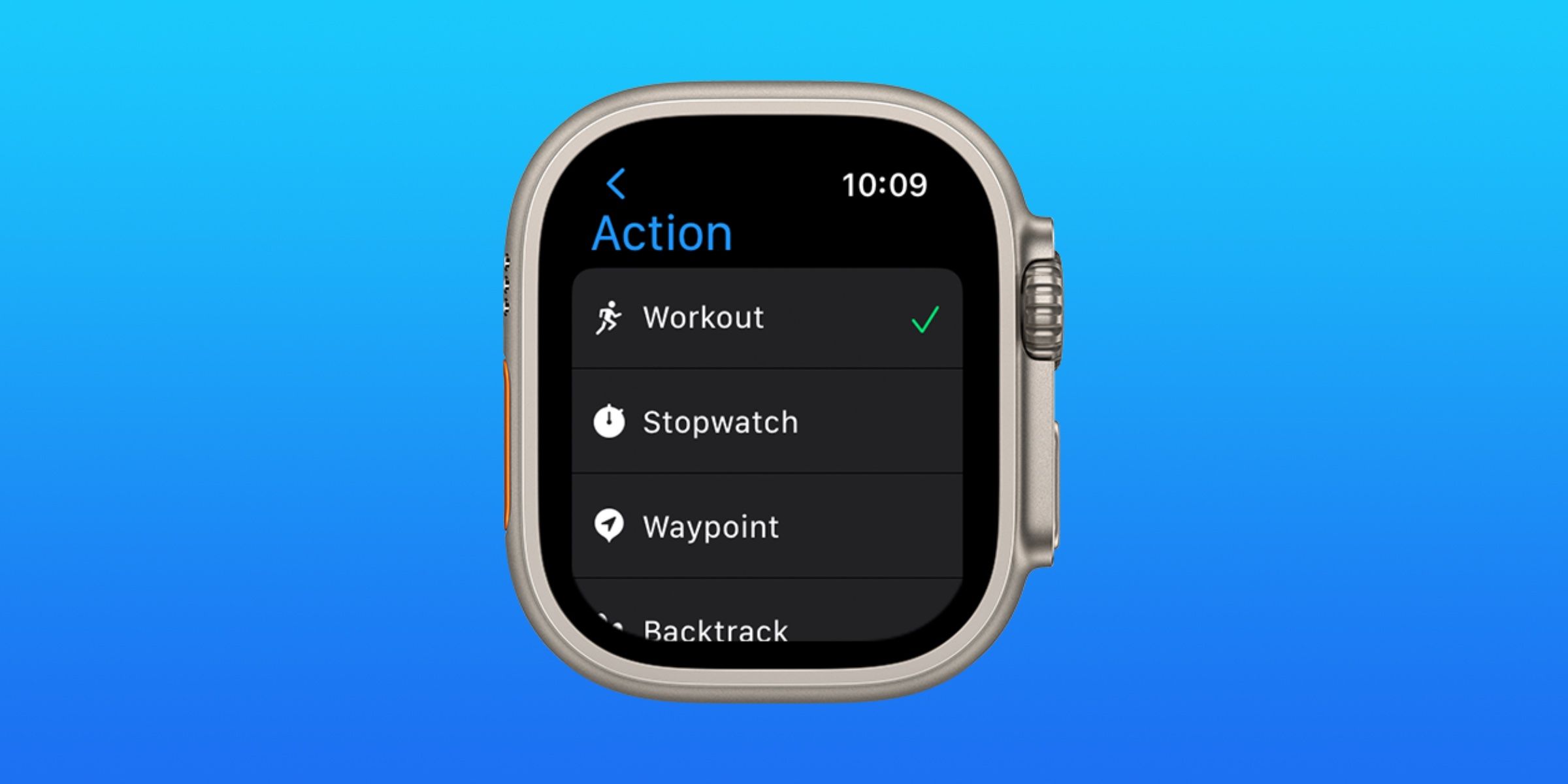 Action Button Settings on the Apple Watch Ultra.