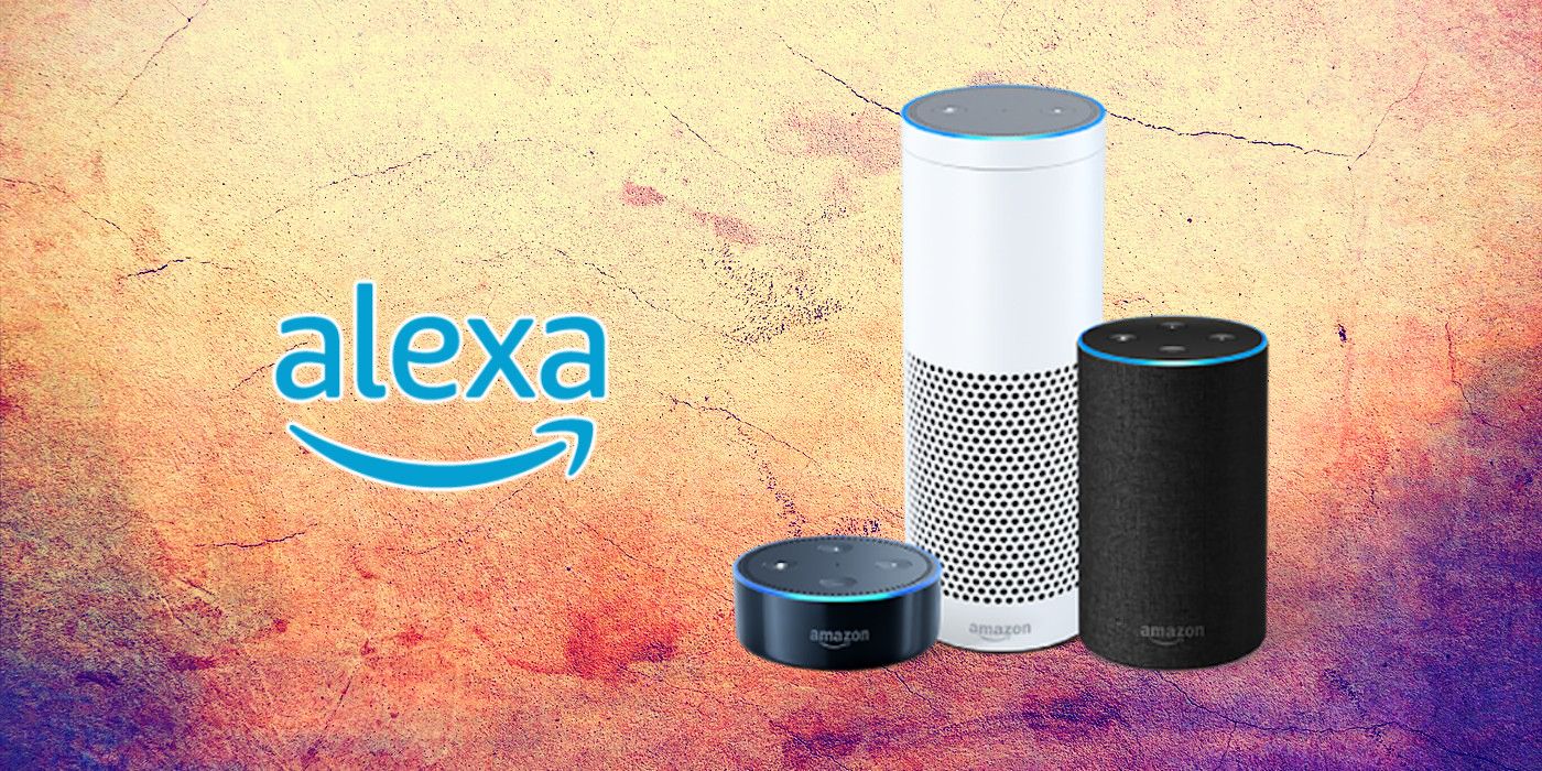 A promotional image of Amazon Alexa with Echo devices.