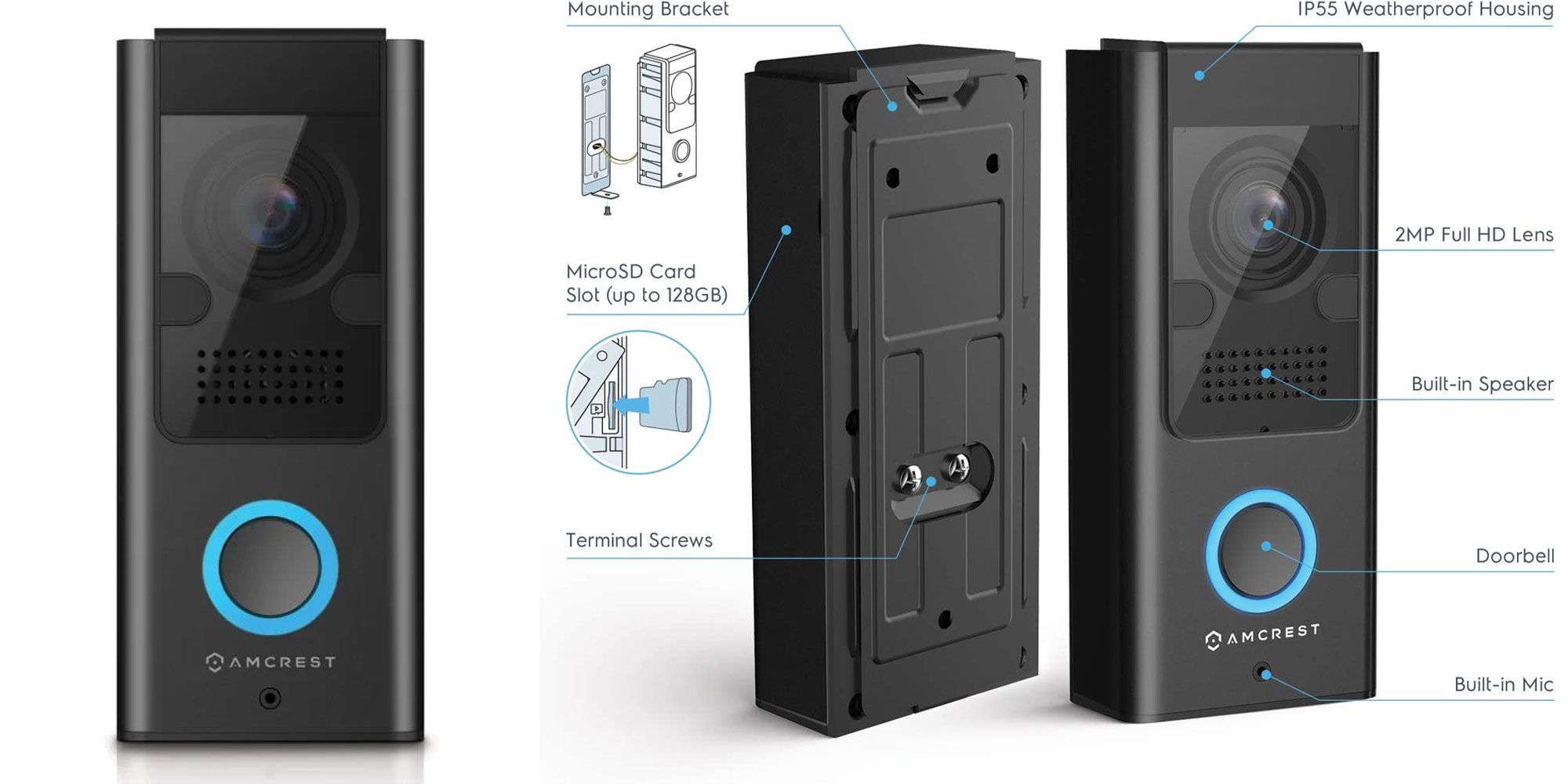 Product images of the Amcrest Video Camera Doorbell Pro.
