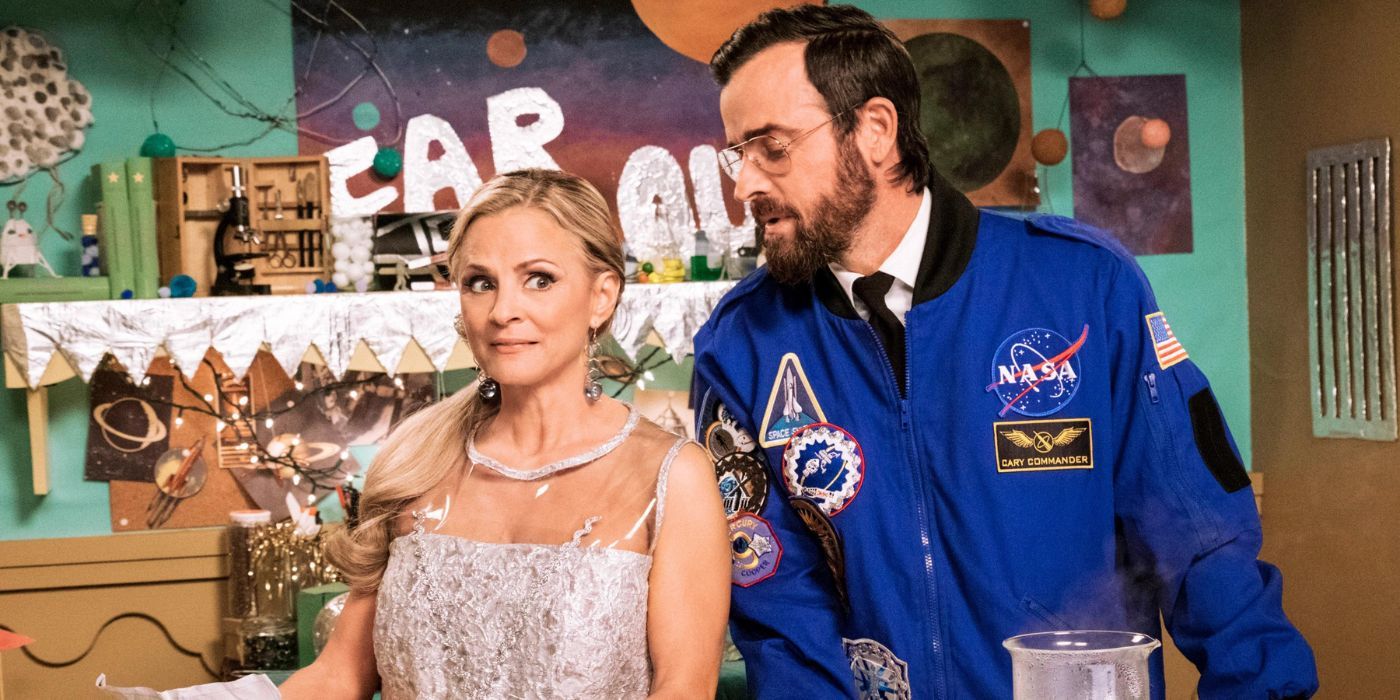 Amy Sedaris & Justin Thearoux in characters in At Home.