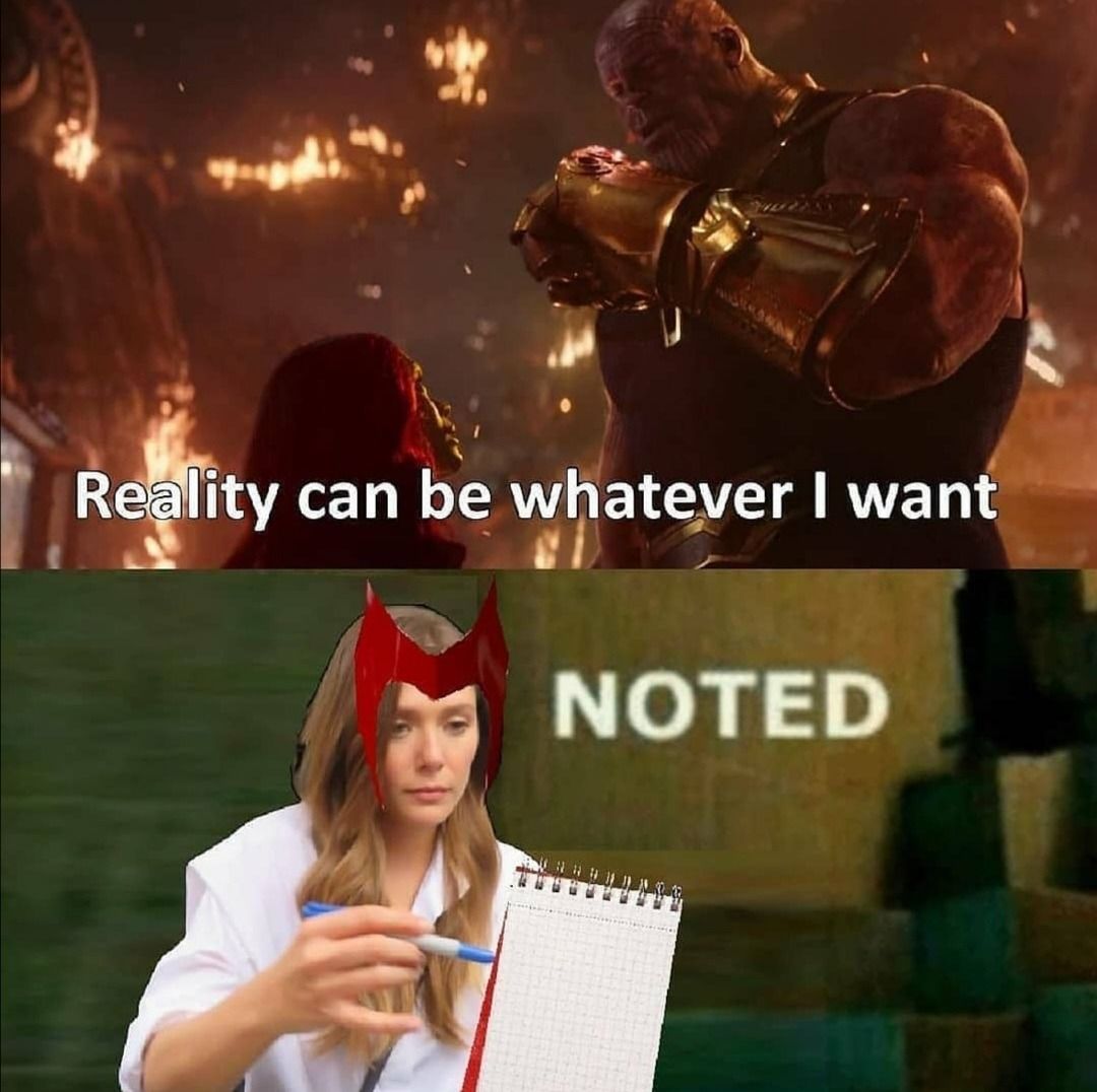 An image of Thanos giving Wanda advice in the MCU