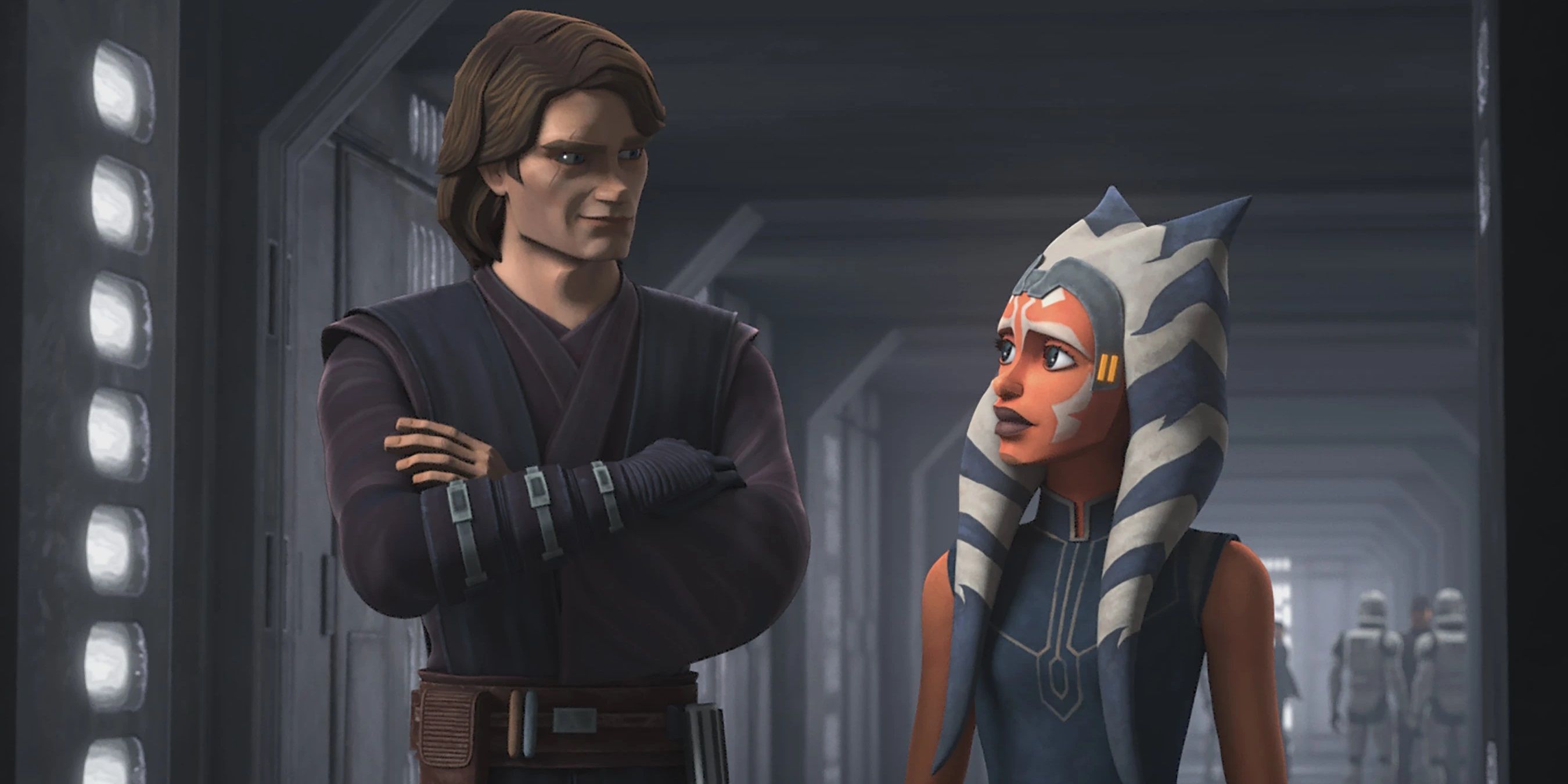 Anakin talks to Ahsoka in Star Wars: The Clone Wars.