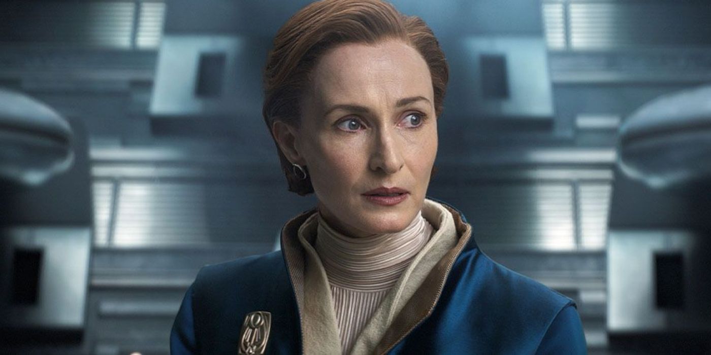 Mon Mothma looking to the side in Andor