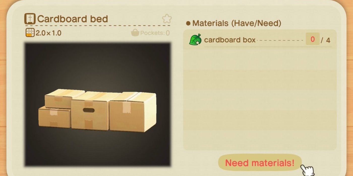 Animal Crossing New Horizons Cardboard Bed Recipe